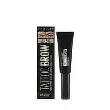 Close-up of Maybelline Tattoo Brow Waterproof Gel in shade 07 Black Brown showcasing the precision applicator and smooth tinted gel formula.