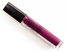 Maybelline The Pixie Collection Vivid Hot Lacquer Lip Gloss in shade 76 Obsessed shown with its applicator, highlighting the precise wand and smooth liquid formula.