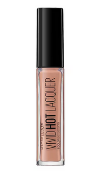 Maybelline Vivid Hot Lacquer Lipstick in shade 60 Tease shown with the tube open, highlighting the precision applicator and glossy, richly pigmented liquid formula.