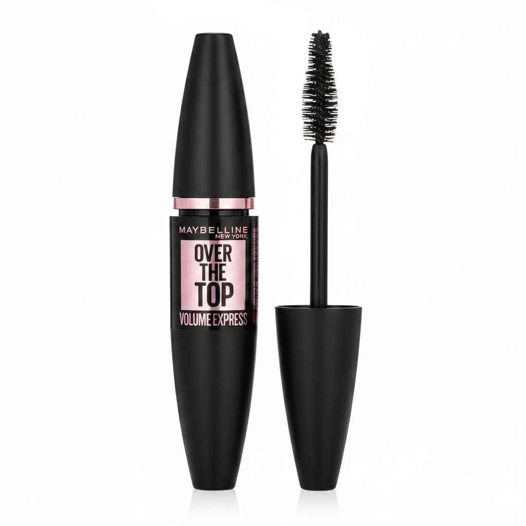 Maybelline Volum' Express Mascara in Over The Top featuring a volumizing mascara with a full brush for bold, fuller-looking lashes and buildable definition.