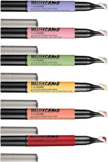 Maybelline Master Camo Colour Correcting Pen in Yellow providing targeted correction to brighten dull skin and reduce discoloration.