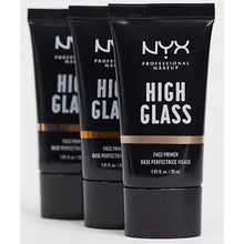 NYX Professional Makeup High Glass Face Primer in 03 Sandy Glow helping enhance radiance while creating a smooth canvas for makeup.