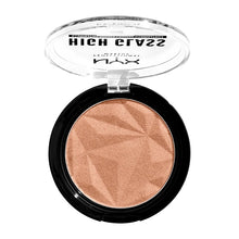 NYX High Glass Illuminating Powder Highlighter 02 Daytime Halo featuring a blendable powder formula for a natural-looking glow.