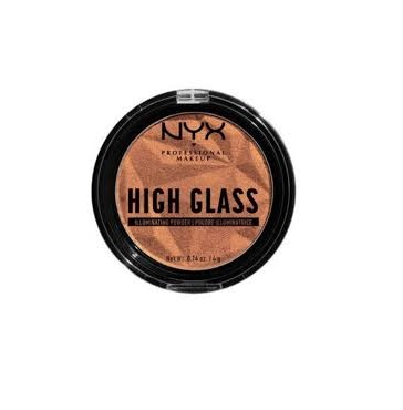 NYX High Glass Illuminating Powder Highlighter in shade 03 Golden Hour with a silky formula and radiant golden glow.