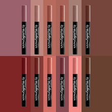 NYX Lingerie Push Up Long Lasting Lipstick in shade 02 Embellishment applied to the lips, highlighting its soft mauve nude color, smooth coverage, and matte finish.