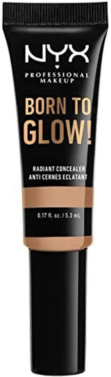 Close-up of NYX Professional Makeup Born To Glow Concealer in shade 09 Medium Olive showcasing the concealer tube and precise applicator for targeted application.