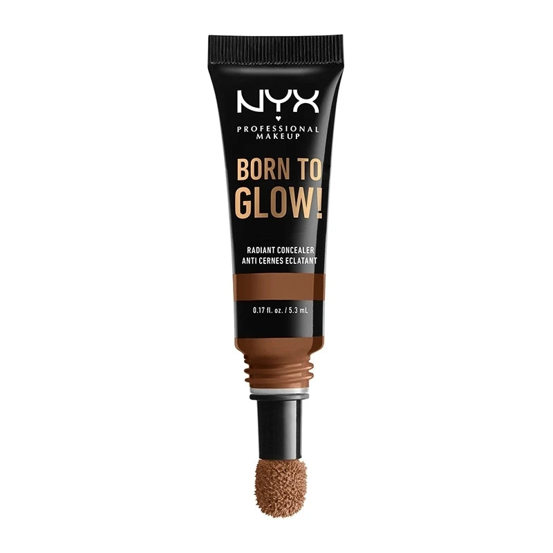 NYX Professional Makeup Born To Glow Concealer in shade 17 Cappuccino with lightweight, buildable coverage and a radiant finish.
