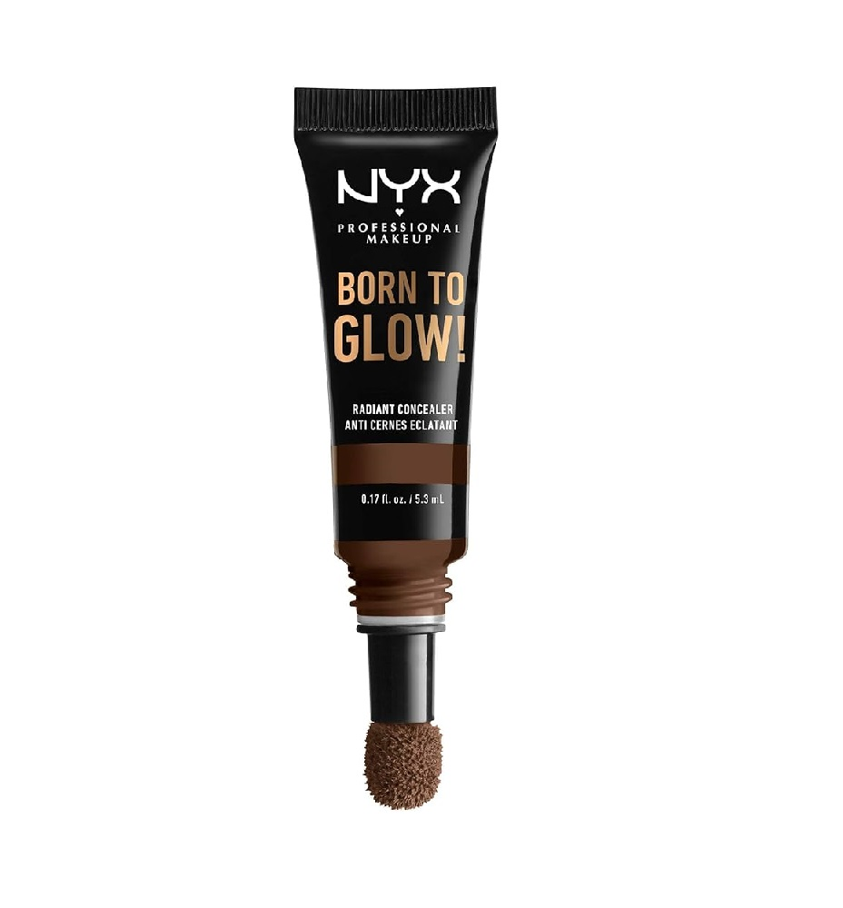 Close-up of NYX Professional Makeup Born To Glow Concealer in shade 22 Deep showcasing the concealer tube and precise applicator for targeted application.