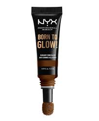 NYX Professional Makeup Born To Glow Concealer shade 22.3 Walnut delivering medium to full coverage with a smooth, luminous finish.