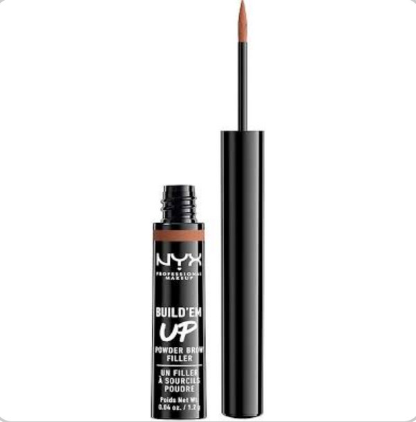 NYX Professional Makeup Build'Em Up Powder Brow Filler in 04 Auburn featuring a lightweight brow powder formula with a precision applicator for fuller-looking brows.