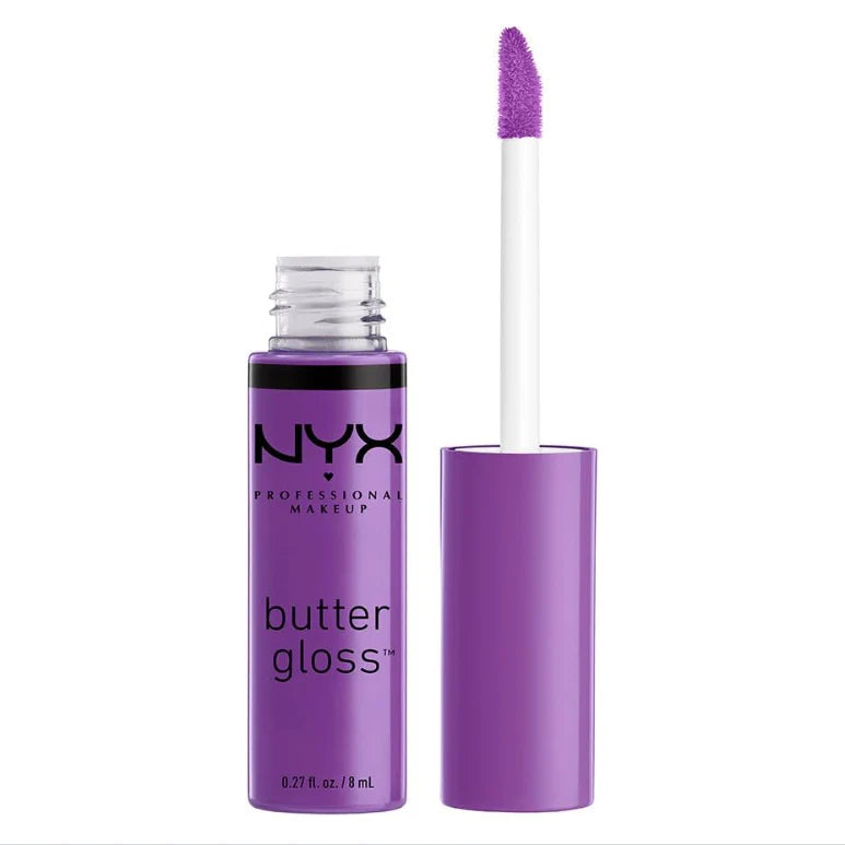 NYX Professional Makeup Butter Gloss in shade 29 Sugar Plum displayed in its tube, featuring a smooth, non-sticky lip gloss with a glossy high-shine finish.