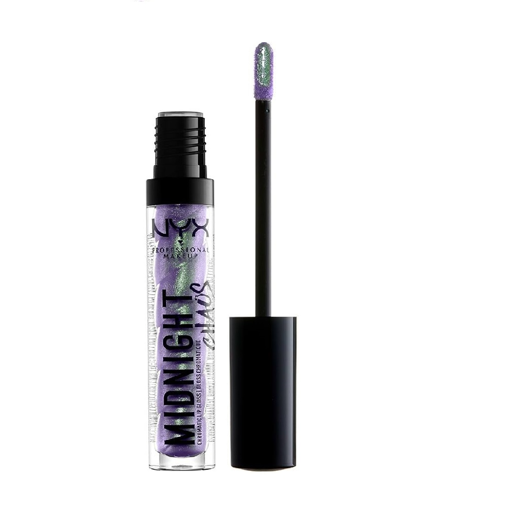 NYX Professional Makeup Chromatic Lip Gloss in shade 02 Pastel Comet with a shimmering iridescent finish and high shine.