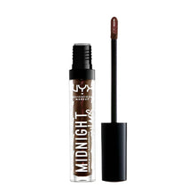 NYX Professional Makeup Chromatic Lip Gloss in shade 11 Dark Dimension shown with the applicator removed, highlighting its shimmering gloss formula for precise application.
