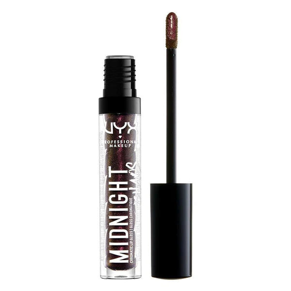 NYX Professional Makeup Chromatic Lip Gloss in shade 12 Mimsy with a lightweight formula and a high-shine, multidimensional finish.