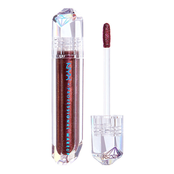 NYX Professional Makeup Diamond & Ice Lip Topper in shade 01 Power Trip displayed in its tube, featuring a shimmering lip topper for adding sparkle to the lips.