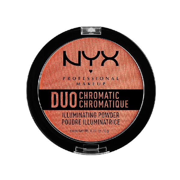 NYX Professional Makeup Duo Chromatic Illuminating Powder in shade 05 Synthetica with a silky formula and multidimensional luminous finish.