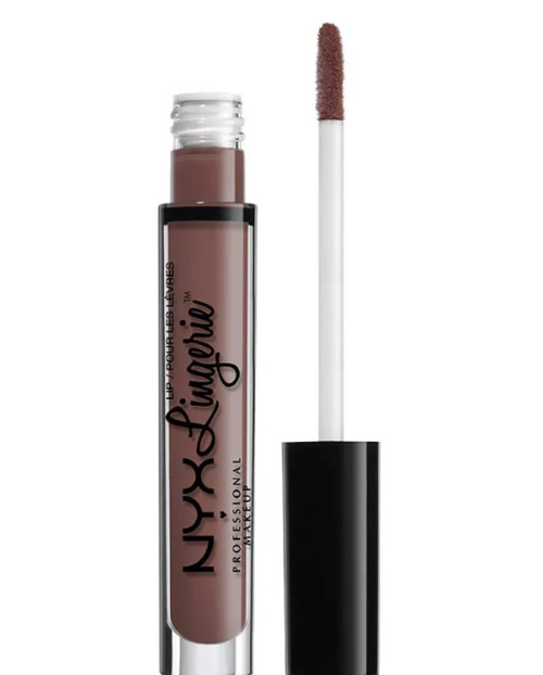 NYX Professional Makeup Lip Lingerie Liquid Lipstick in shade 14 Confident with a smooth nude matte finish.