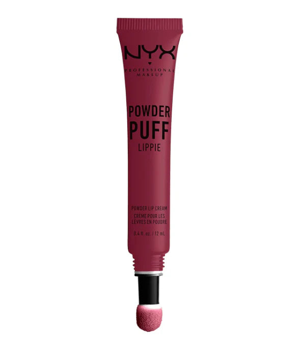 NYX Professional Makeup Powder Puff Lip Cream in shade 12 Prank Call with a lightweight formula and soft matte finish.