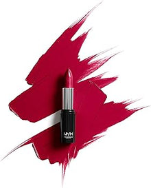 Swatch of NYX Professional Makeup Shout Loud Satin Lipstick in shade 19 Wife Goals showcasing its rich pigmentation, smooth texture, and creamy satin finish.