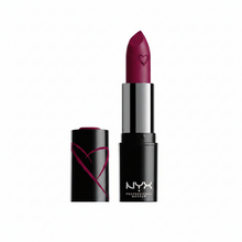NYX Professional Makeup Shout Loud Satin Lipstick in shade 20 Dirty Talk displayed in its lipstick bullet, featuring a creamy satin formula with rich color payoff.