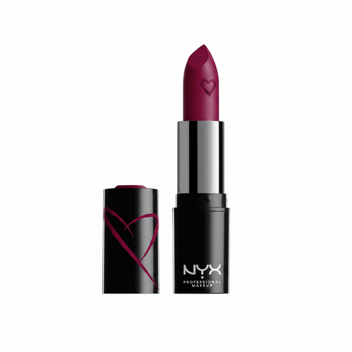 NYX Professional Makeup Shout Loud Satin Lipstick in shade 20 Dirty Talk displayed in its lipstick bullet, featuring a creamy satin formula with rich color payoff.
