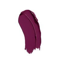 Swatch of NYX Professional Makeup Shout Loud Satin Lipstick in shade 21 Into The Night showcasing its deep color, creamy texture, and rich satin finish.