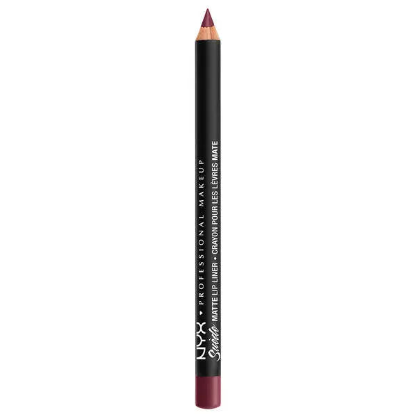 NYX Professional Makeup Suede Matte Lip Liner in shade 27 Copenhagen displayed as a lip pencil, featuring a richly pigmented formula for precise lip definition.