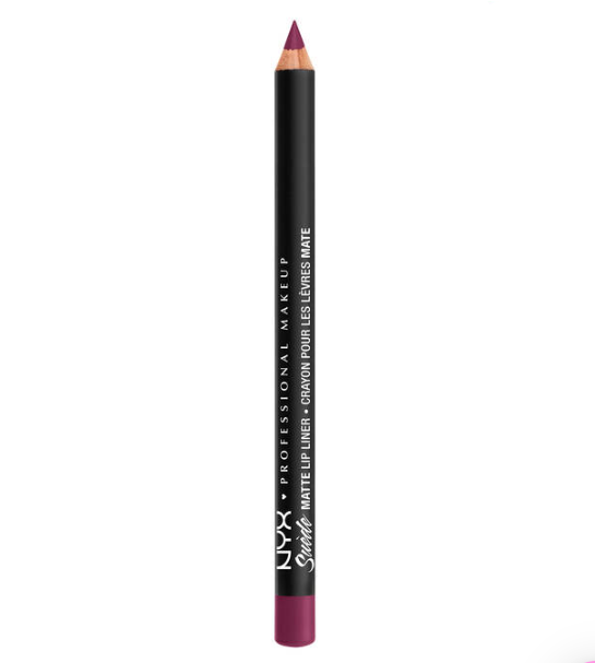 NYX Professional Makeup Suede Matte Lip Liner in shade 58 Girl Bye displayed as a lip pencil, featuring a richly pigmented formula for precise lip definition.