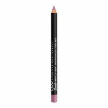 NYX Professional Makeup Suede Matte Lip Liner in shade 63 Violet Smoke displayed as a lip liner pencil, featuring a richly pigmented matte formula for precise lip definition.