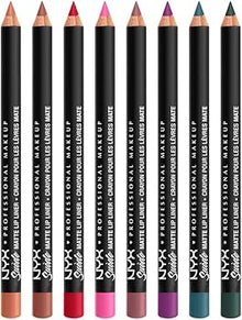 Swatch of NYX Professional Makeup Suede Matte Lip Liner in shade 72 Shake That Money showcasing its warm terracotta brown color, smooth texture, and rich pigmentation.