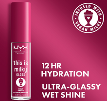 Swatch of NYX Professional Makeup This Is Milky Lip Gloss in shade Malt Shake showcasing its warm caramel brown tone, smooth texture, and glossy finish.
