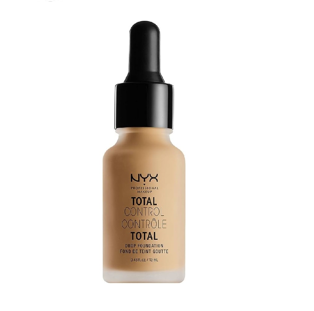 NYX Professional Makeup Total Control Drop Foundation in shade 11 Beige with a lightweight liquid formula and customizable buildable coverage.