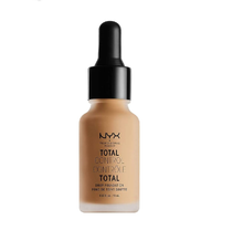 NYX Professional Makeup Total Control Drop Foundation in 12 Classic Tan featuring a lightweight liquid formula in a glass bottle with a precision dropper for customizable coverage.