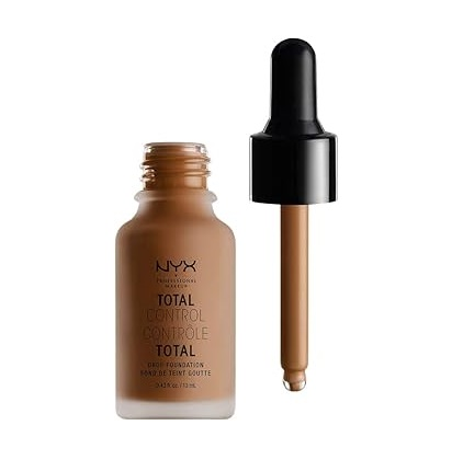 NYX Professional Makeup Total Control Drop Foundation in shade 19 Mocha with a lightweight buildable liquid formula and a natural matte finish.