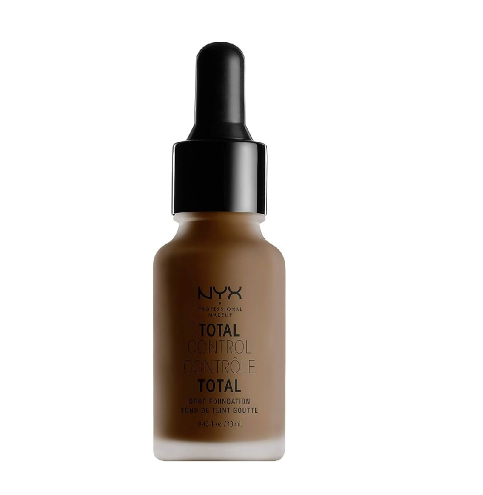 NYX Professional Makeup Total Control Drop Foundation in shade 24 Deep Espresso with a lightweight liquid formula and customizable buildable coverage.