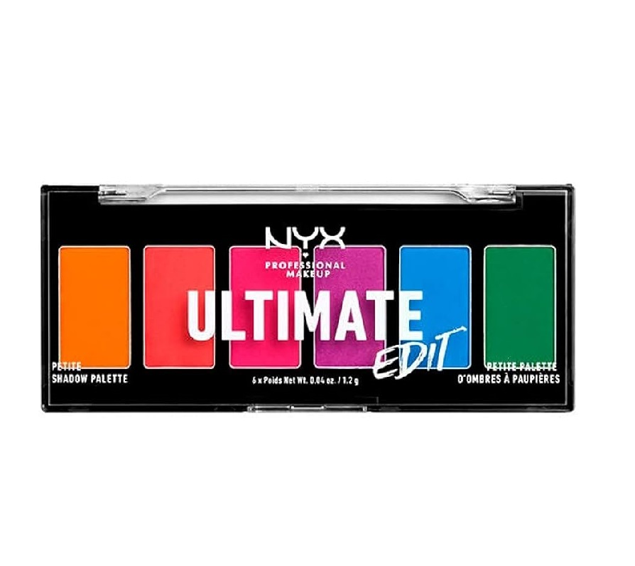 NYX Professional Makeup Ultimate Edit Petite Shadow Palette in 02 Brights featuring a compact eyeshadow palette with vibrant shades for colorful eye makeup looks.