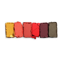 Swatches of NYX Professional Makeup Ultimate Edit Petite Shadow Palette in shade 03 Phoenix showcasing the warm orange, copper, brown, and red-toned shades with rich pigmentation.