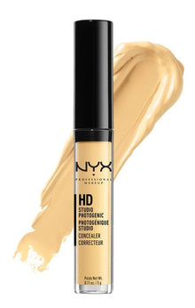 NYX Wand Concealer in Yellow providing buildable coverage to help brighten dull areas and reduce the appearance of discoloration.
