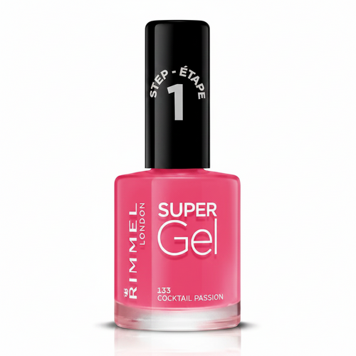 Rimmel Super Gel Step 1 Nail Polish in shade 032 Cocktail with rich color and a glossy gel-like finish.