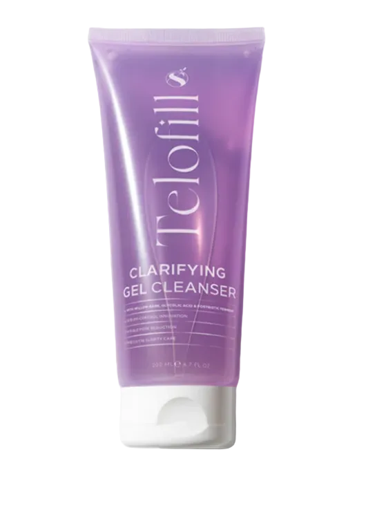 Telofill Clarifying Gel Cleanser formulated to cleanse the skin, remove impurities, and leave it feeling fresh.