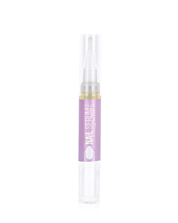 Telofill Nail Serum 4ml displayed clearly, highlighting the product packaging, name, size, and strengthening nail care formula.