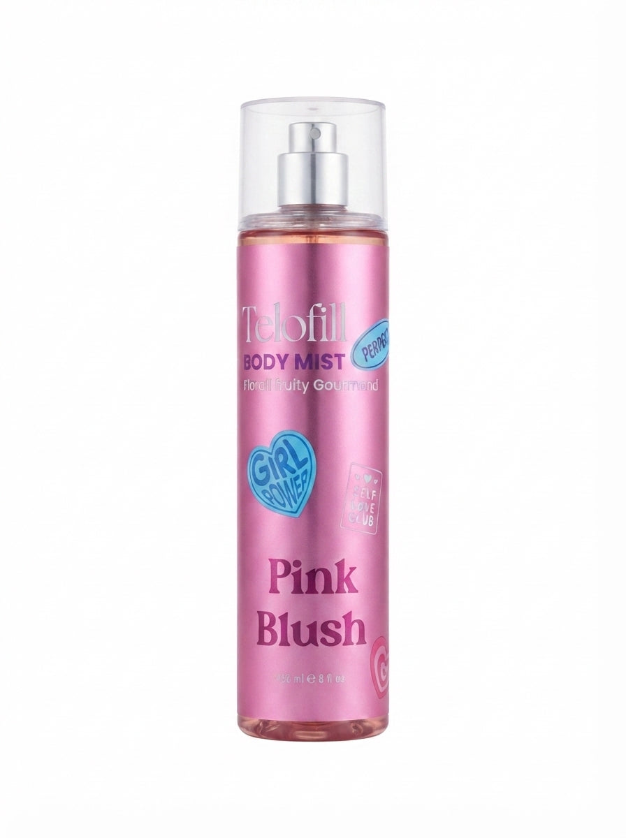 Telofill Pink Blush Body Mist 235ml displayed clearly, highlighting the product packaging, name, size, and fruity feminine fragrance.